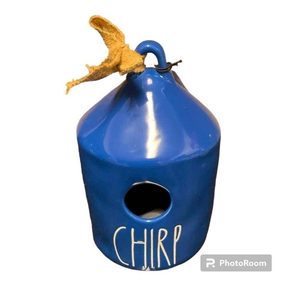 Rae Dunn CHIRP Birdhouse Blue Ceramic Outdoor Garden Decor Spring Gift - Picture 5 of 5